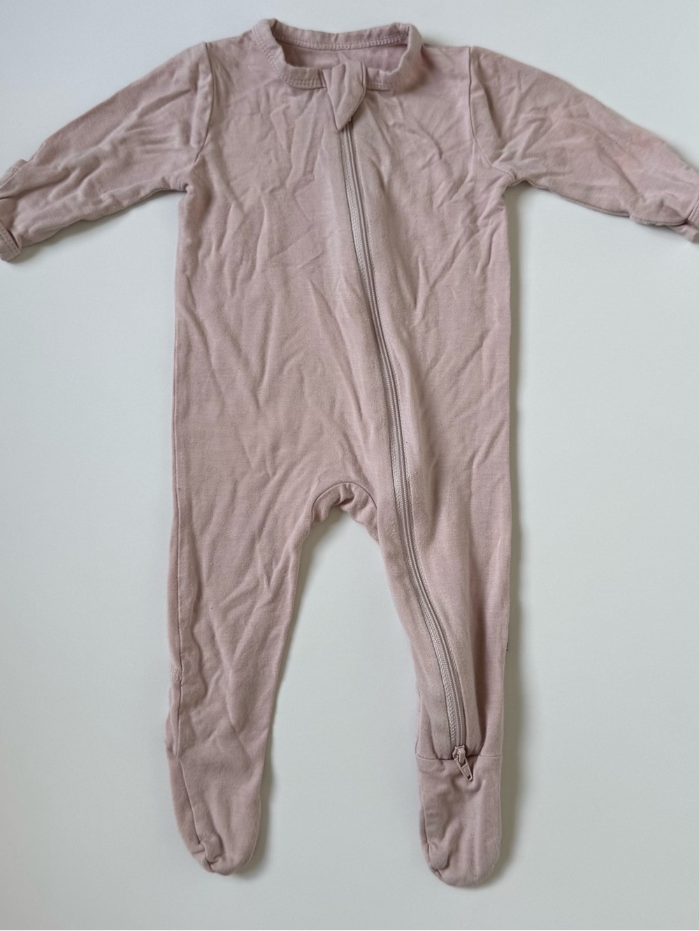 Soft Pink Long-Sleeve Footed One-Piece Kids Sleeper